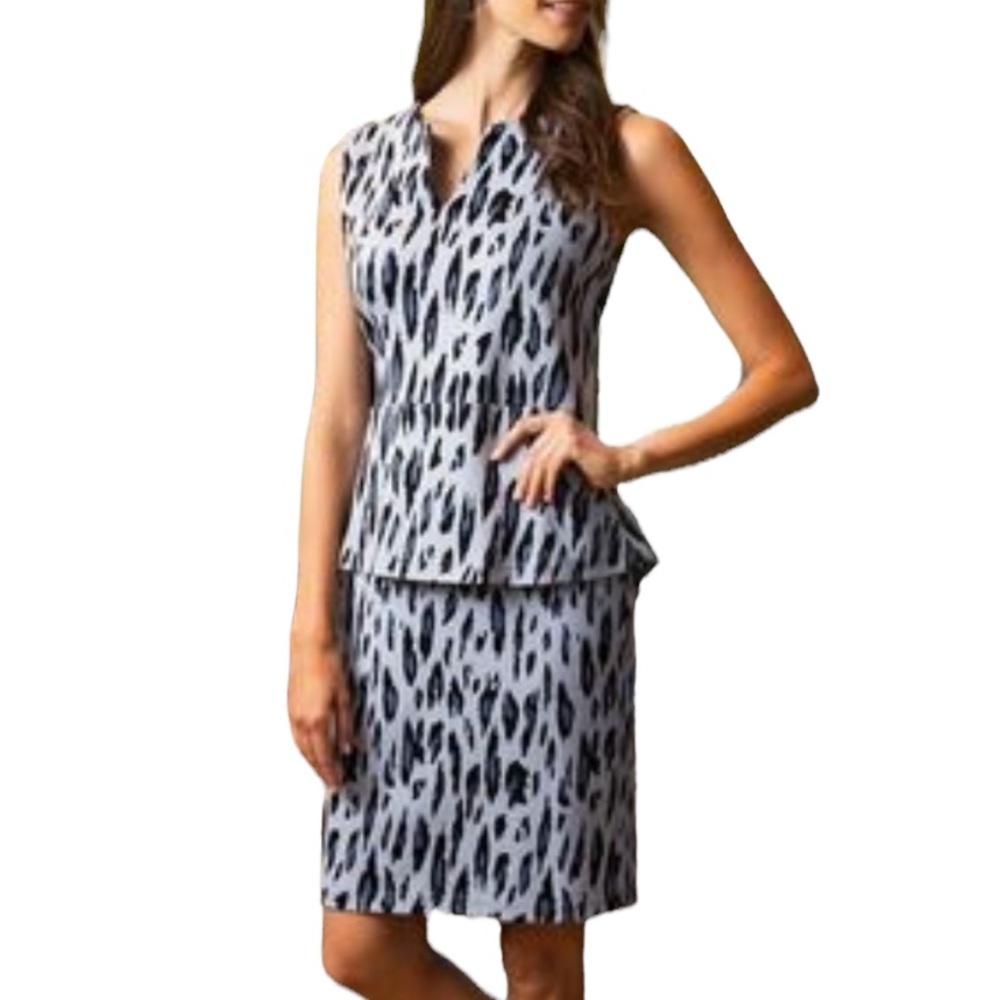 Tyler Boe animal print Ponte peplum sheath dress size L
